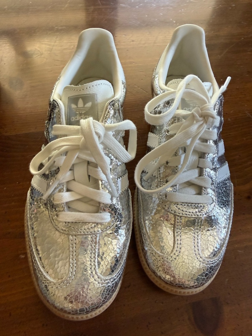 adidas Women’s Silver Metallic OG Samba Leather Sneakers 6.5